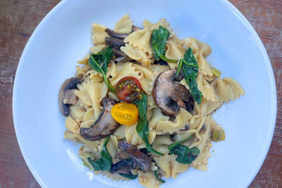 Mushroom Spinach Bow Tie Pasta